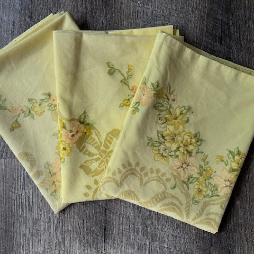 Vintage pillowcases, set of 3, Fashion‎ Manor, JCPenney yellow cottage core